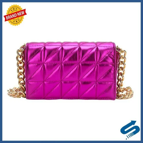 Small PU Leather Shoulder Bag Clutch with Chain Strap - Picture 1 of 8